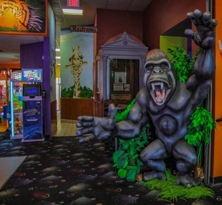 Gorilla statue inside the arcade