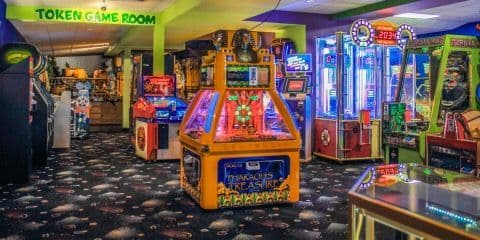 Token game room with arcade machines